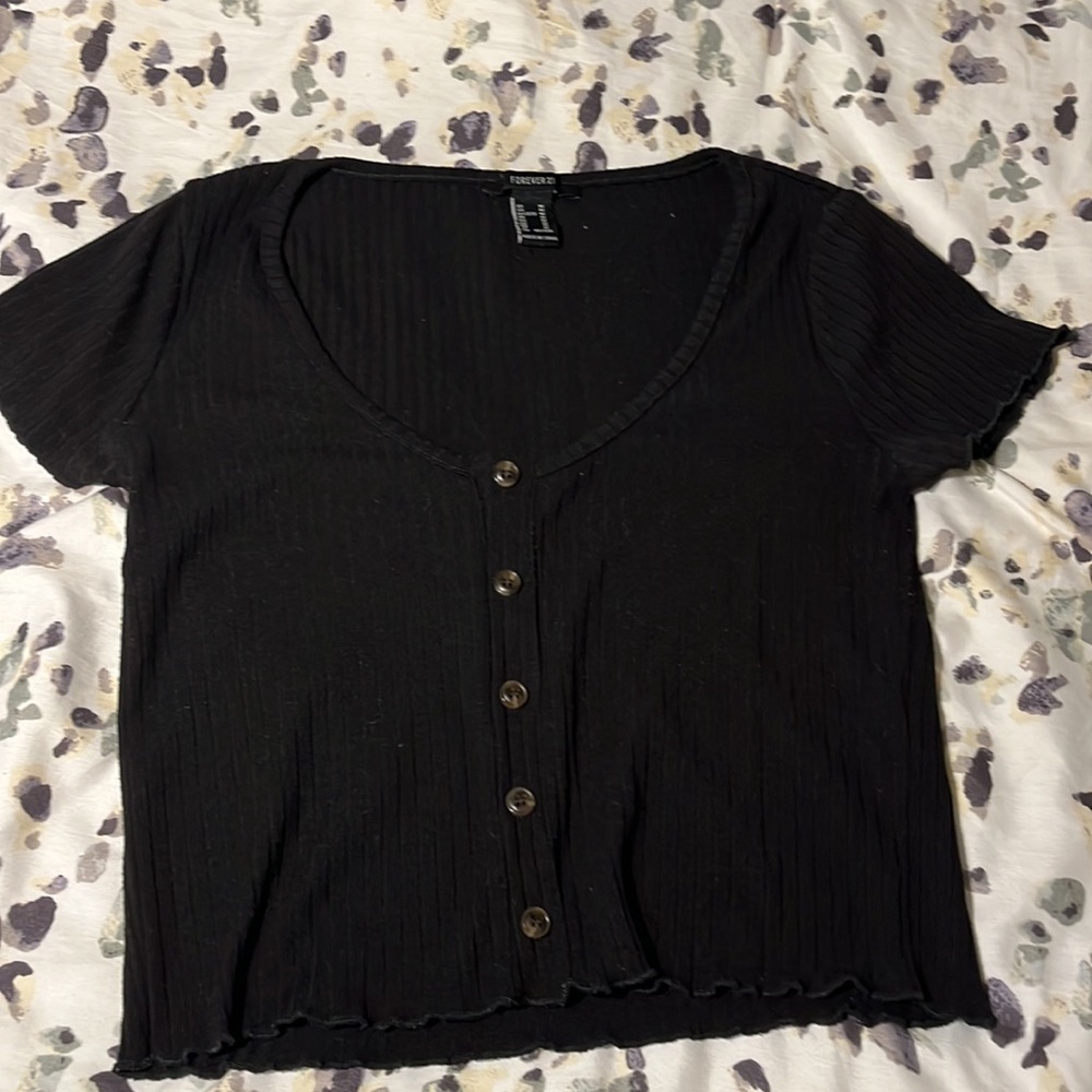 forever 21 black button up too